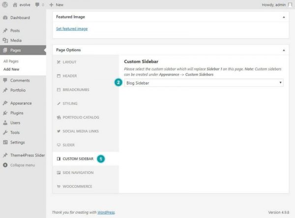 Assign Custom Sidebar