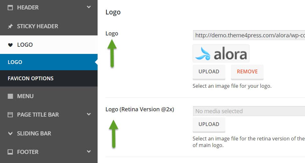 theme4press retina ready feature logo size