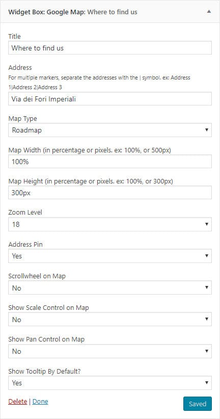 Google Map Settings